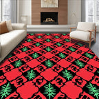 Crimson Emerald Arabesque Lattice Rug