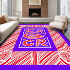 Vibrant Red White Candy Cane Frame Rug