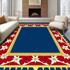 Crimson White Floral Golden Border Rug
