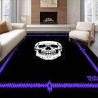 Gothic White Skull Purple Border Rug