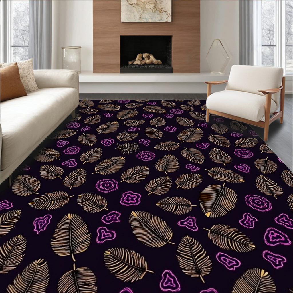 Gold Feathered Bloom Repeat Rug