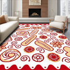 Red Tan Sweet Pastry Doodle Rug