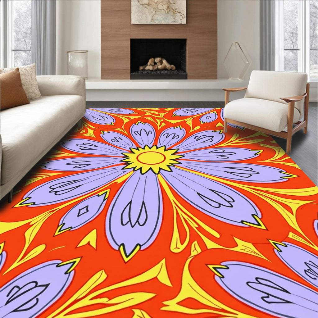 Bold Lavender Orange Floral Radiance Rug