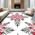Rustic Red Green Snowflake Mandala Rug