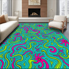 Vibrant Psychedelic Swirl Coral Bloom Rug