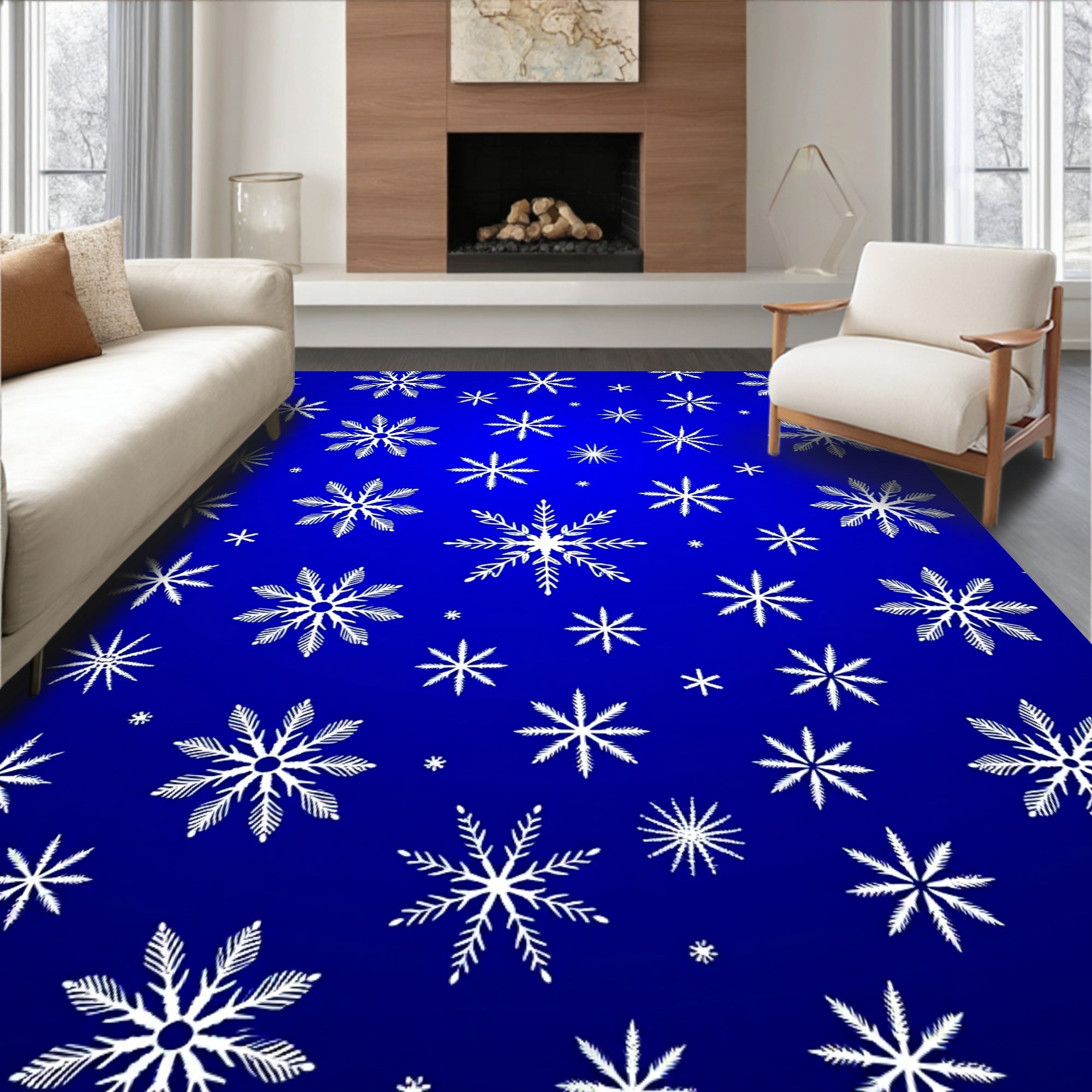 Winter White Snowflake Scatter Rug