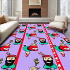 Whimsical Red Green Character Portrait Rug