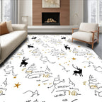 Gold Star Reindeer Sketchy Whimsy Rug