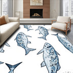 Blue Fish with Ornamental Body Art Rug