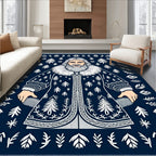 Dark Blue Winter Folk Man Rug