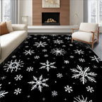 Black White Snowflake Scatter Rug
