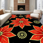 Crimson Red Floral Sunburst Rug