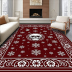 Dark Red Skull Snowflake Medallion Rug