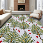 Green Leafy Palm Trees Red Dots Rug