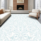 Light Blue Floral Scrolling Vine Art Nouveau Rug