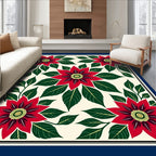 Bold Crimson Floral Garden Rug