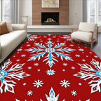Crimson Red Snowflake Stars Rug