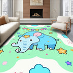 Cute Blue Elephant Stars Garland Rug