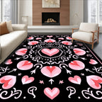 Pink Hearts Folk Art Medallion Rug