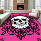 Hot Pink Skull Baroque Filigree Rug