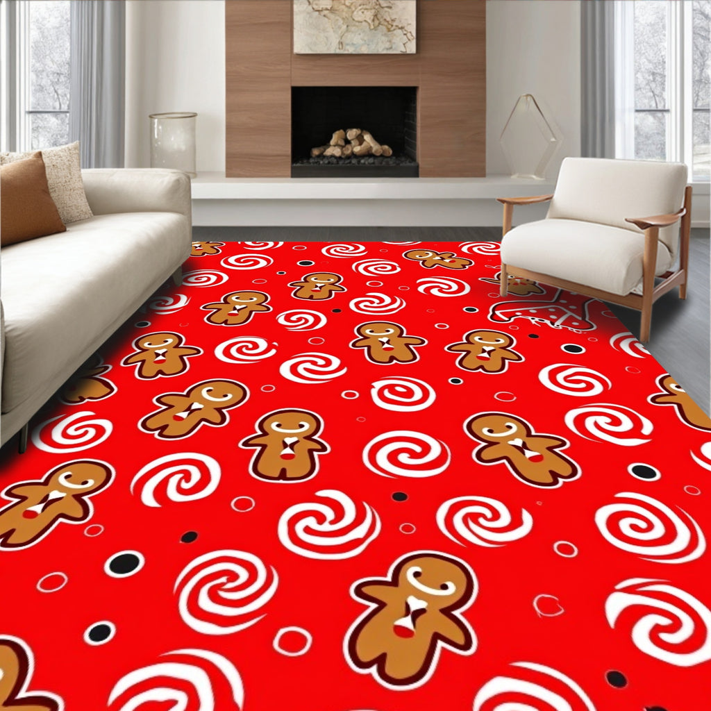 Festive Gingerbread Swirls Christmas Rug