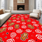 Festive Gingerbread Swirls Christmas Rug