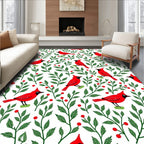 Red Cardinal Green Branch Berry Rug