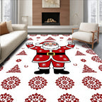 Festive Red Santa Snowflakes Trees Rug