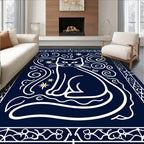 Whimsical Night Sky Cat Swirls Rug