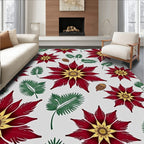 Crimson Yellow Floral Palm Leaf Rug