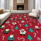 Festive Gnome Christmas Candy Cane Trees Rug