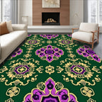 Rich Emerald Purple Gold Medallion Rug