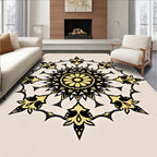 Golden Black Radial Starburst Medallion Rug