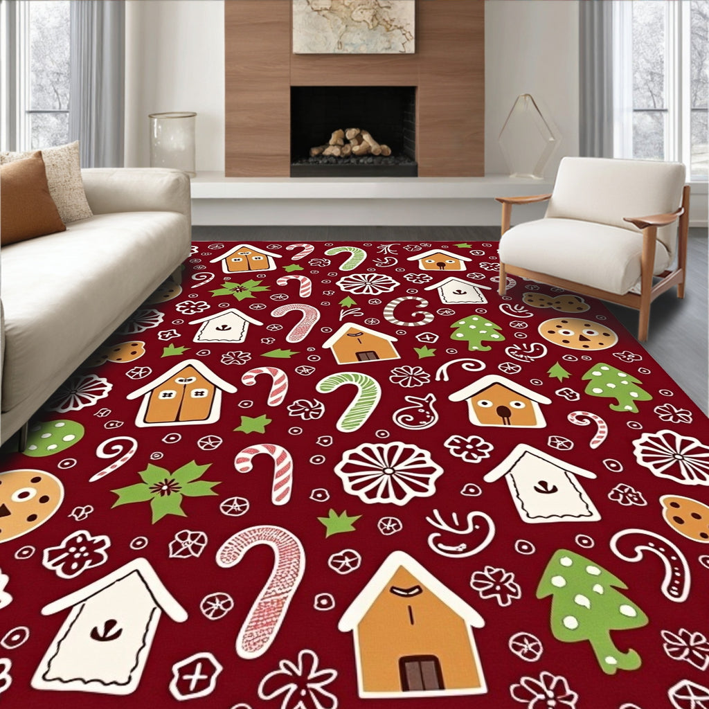 Whimsical Christmas Cookie Gingerbread Houses Rug
