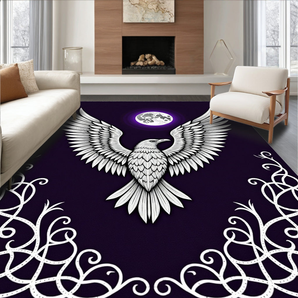 Majestic Eagle Moon Plum Ornament Rug