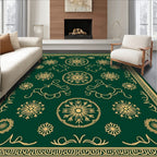 Emerald Gold Floral Medallion Ornament Rug
