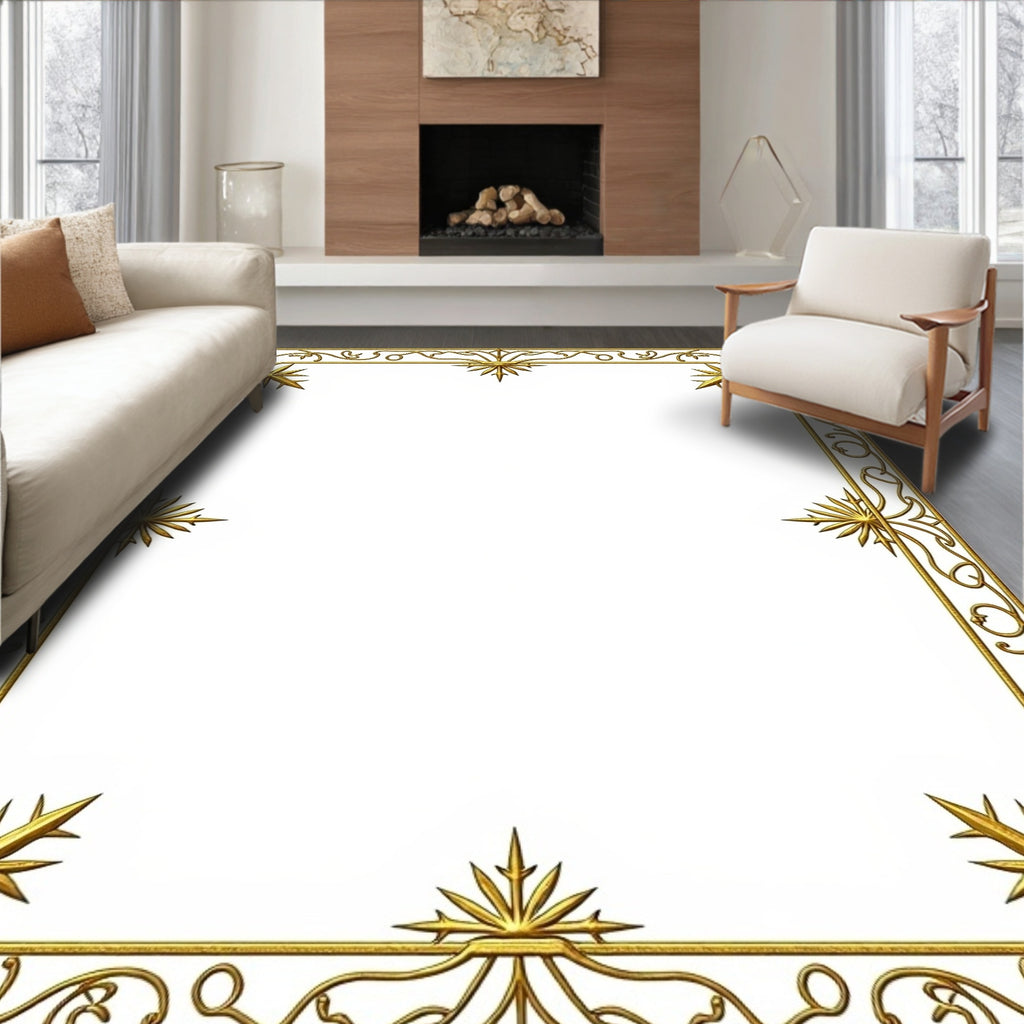 Ornate Gold Starburst Border Rug