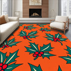 Festive Holly Berry Orange Red Rug