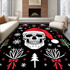 Dark Christmas Skull Tree Snowflakes Rug