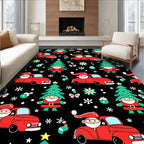 Jolly Santa Red Truck Christmas Tree Rug