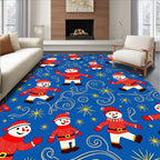 Happy Snowman Red Blue Starburst Rug