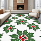 Christmas Holly Berry Foliage Rug