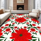 Bold Red Floral Garden Arrangement Rug