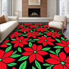Bold Red Floral Foliage Rug