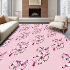 Whimsical Pink Unicorn Meadow Sketch Rug