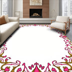Golden Pink Heart Vine Flourish Frame Rug