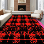 Rustic Red Black Deer Plaid Rug