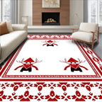 Red Forest Gnome Folk Art Rug