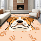 Brown White Paw Print Dog Face Rug