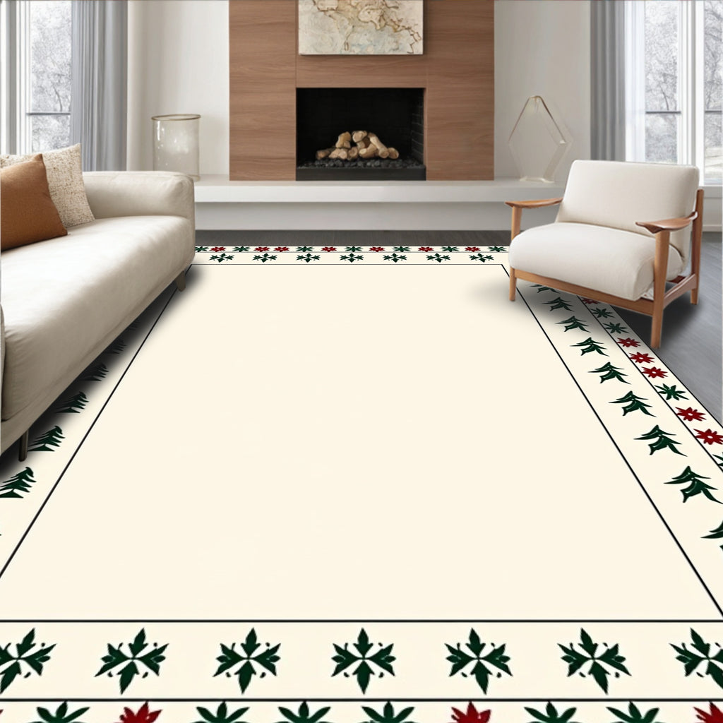 Crimson Forest Trees Border Rug